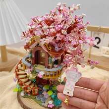 櫻花樹屋積木玩具 櫻花盆栽樹構造組裝套件 日式樹屋模型套件 微粒子積木玩具 微磚創意成人禮物 家居裝飾 1149片 - 彩色 - 查看 8