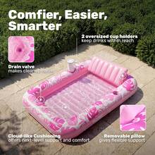 Double Maple Leaf Inflatable Swimming Pool Floating Bed, Sunac Premium Pool Float With Cup Holder And Removable Pillow, Relax And Enjoy Fun, Sunac Inflatable Swimming Pool (Multiple Colors And Styles Available) - Multicolor - View 5