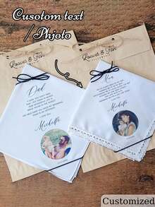 Custom Photo Wedding Handkerchief: Gift, Mother Of The Bride Gift, Parents Wedding Gift, Wedding Keepsake, Wedding Handkerchief, Gift - Multicolor - View 3