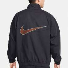 Nike American Preppy Style Logo Letter Print Stand Collar Zip-Up Long Sleeve Jacket For Men - Black - View 2
