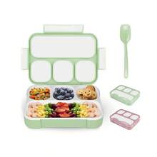 1pc Bento Box With Cutlery, 4-Compartment Leak-Proof Lunch Box, Microwave , Suitable For Work, Travel And Picnic - Multicolor - View 7