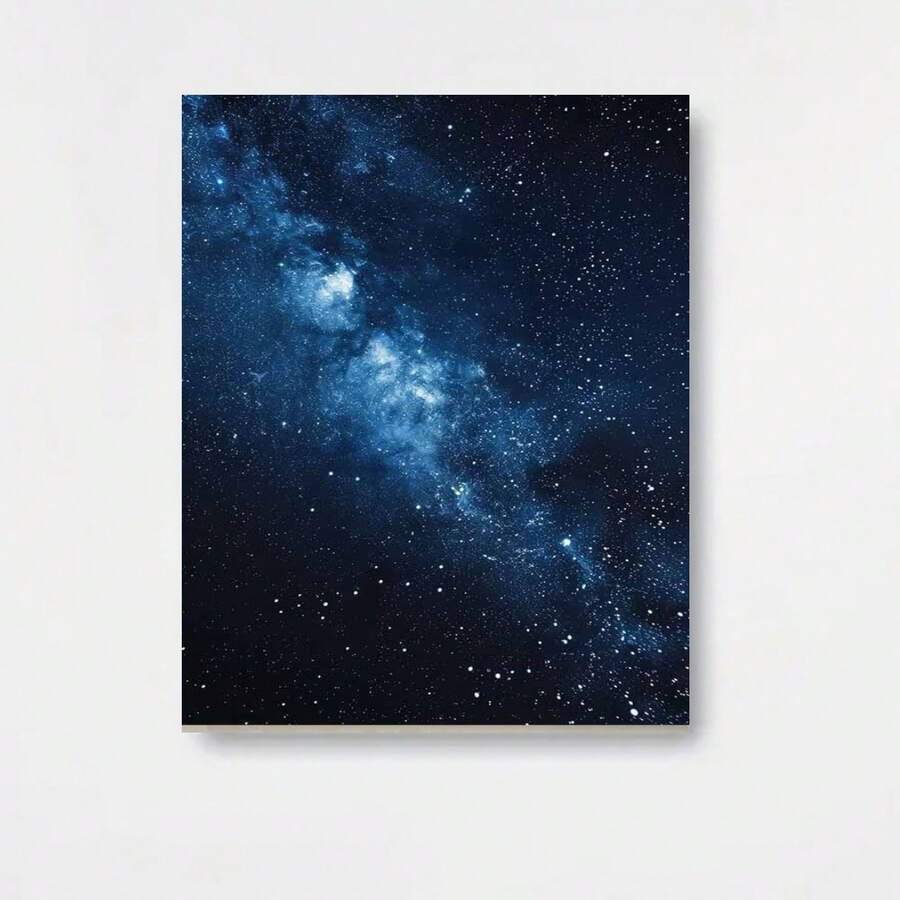 Póster 2D plano de lienzo sin marco, 1 pieza, pintura en lienzo de galaxia de cielo estrellado profundo, una pieza decorativa de un brillante río de estrellas. Perfecto para decoración del hogar y la oficina, decoración artística de lienzo duradera para interior/exterior, diseño moderno de alta - Enmarcado - Ver 1