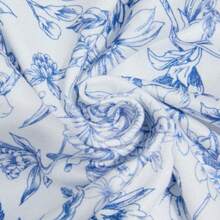 YYRR  Vestido casual de maternidad con estampado floral y abertura en los tirantes - Azul y blanco - Ver 5