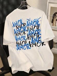 One Piece Men's Casual Short-Sleeved Round-Neck Printed T-Shirt, Manfinity Dauomo. - 白色 - 查看 1