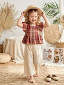 Bộ 2 quần áo thun tay ngắn in hình búp bê dễ thương dễ thương cho bé gái, mùa hè - Đỏ - Xem 4