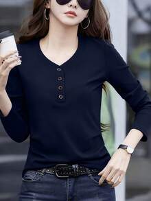 Elegant And Modern Top For Women - 海軍藍 - 查看 2