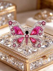 1 Stück glitzernde rosa Schmetterlings-Brosche, Blumenschmuck für Damen, stilvolle Nadel für Alltag & Bankett-Veranstaltungen - Verschiedenfarbig - Übersicht 4