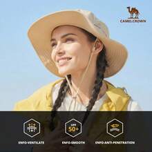 CAMEL CROWN Outdoor Casual Sports Fishing Hat, Wide Brim Sun Protection Hiking Hat - Khaki - View 11