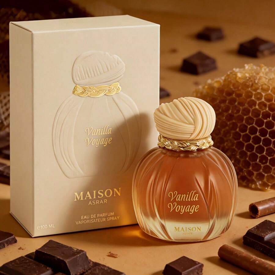 Vanilla Voyage MAISON ASRAR 3.4oz100ml Neutral Perfume Spray, Musk, Caramel, Honey Amber Vanilla, Lasting Sweet, Exudes Its Unique Charm And Self-Confidence, Gift Choice - 清新香調 - 查看 1