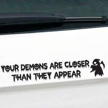 1 pieza Tus demonios están talla grande cerca de lo que parecen, calcomanías de espejo, pegatinas de espejo de coche, pegatina hermosa, pegatina de decoración de coche, pegatina de decoración del hogar, pegatina de decoración de fiesta, pegatina de coche linda y hermosa, adecuada para la mayoría de los coches - A - Ver 10