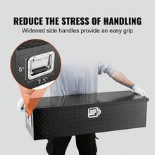 Aluminum Truck Tool Box 99 X 33 X 25.4 Cm, Tipping Box With Key Lock And Side Handles For RV Trailer Container Storage, Black - A - View 5