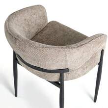 Fabric Dining Chair, Curved Back High-Density Fabric Dining Chair, Powder Coated Metal Legs, Suitable For Dining Room/Kitchen/Coffee Corner, 4 Colors Available - Beige - View 7