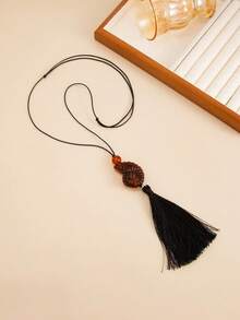 1pc Elegant Fashion Vintage Exaggerated Geometric Wax Cord Y-Shaped Tassel Resin Seashell Pendant Charm Jewelry Necklace, Luxurious & Chic, Suitable For Wedding, Banquet, Vacation, Party, Daily Casual, Street Style, Women, Couples, Holiday, Birthday, Versatile Necklace Gift - Necklace - View 8