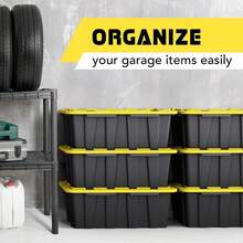 Set Of 8 12 Gallon Black Plastic Storage Bins Tote Boxes With Snap Lids Durable - Color default - View 5