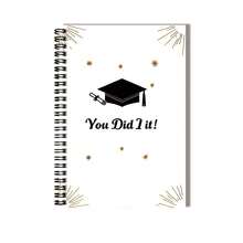 1本畢業季專屬螺旋線圈筆記本，封面印有學士帽與卷軸、「You Did It!」勵志文字，100頁/50張，適合工作/學習筆記、日記、規劃、備忘錄，完美的生日與畢業禮物，優雅且實用 - C - 查看 3