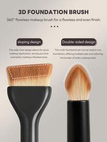 MAANGE 1pc Professional Straight Edge Foundation Brush, Soft Fiber Makeup Brush, Portable, Travel Essential, Gift For Women/Girls - Black - View 9