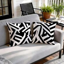 4pcs/1pc Black And White Abstract Striped Pattern Pillowcase Without Insert, Single-Sided Printed Pillowcase, Suitable For Living Room Bedroom Home Decor, All Seasons Pillowcase - Multicolor - View 7