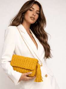 Women's Crochet Party Bag - Baby Blue - View 3