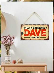 لافتة خشبية مسطحة الأبعاد بتصميم عتيق "Dave's Difference" متينة - ديكور جداري أحمر وأبيض بطراز المزرعة مع اقتباس فكاهي، هدية مثالية، تصميم مسطح ثنائي الأبعاد، ديكور المكتب | ديكور ممتع | لافتة خشبية، ديكور فن جداري، تأتي مع حبل جوت، سهلة التعليق - متعدد الألوان - مشاهدة 3