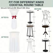 Spandex Cocktail Table Cloth, Elastic Fitted High-Top Table Cover, Wrinkle-Resistant Stretch Round Bar Table Cover, Suitable For Weddings, Parties And Events, Durable Washable Fabric, Multiple Colors Available, Create Elegant Decor - Multicolor - View 3