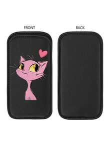 Sarung Pelindung Ponsel Model Baru dengan Motif Kucing Lucu, Tas Penyimpanan Ponsel Luar Ruangan Warna Hitam, Tas Ponsel Model Langsung, Terbuat dari Bahan Neoprene Tahan Guncangan dan Debu, Lapisan Dalam Lembut dan Elastis, Portabel, Unisex - MultiWarna - View 7