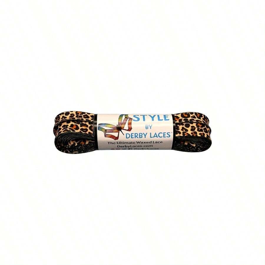 Estilo ancho de encaje encerado de 10 mm para patines de ruedas, patines de hockey, botas y zapatos regulares - Leopardo + 96 pulgadas / 244 cm - Ver 1
