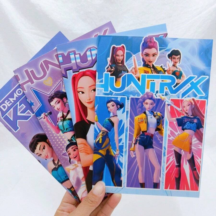 1本 K-Pop 筆記本－可愛動漫女團文具，適合學生，A5 橫線本，附角色藝術圖案（隨機款式與顏色） - 多色款式隨機 - 查看 1