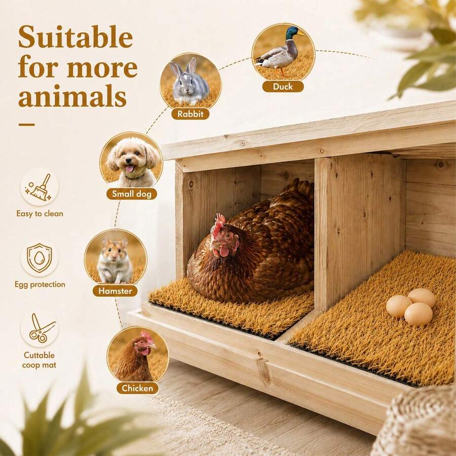 Comfortable PE Turf Bedding, 30*30cm Washable Nesting Mats 10pcs For Chicken And Small Pets - Yellow - View 1