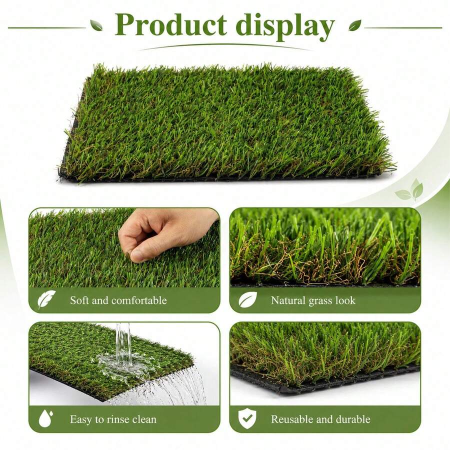 10 Pack Reusable Chicken Nesting Pads, 30*30cm Washable PE Turf Mats For Poultry & Small Pets - Green - View 1