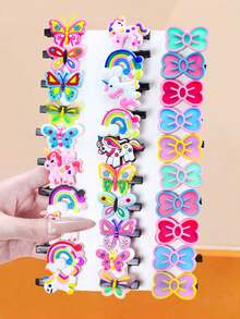 916/10pcs/Conjunto de acessórios de cabelo fofo de unicórnio de desenho animado, inclui ganchos de cabelo de desenho animado, gotas de água Y2K, laços, flores com bolinhas, elásticos de cabelo de alta elasticidade, mini ganchos de garra, ganchos de cabelo trançados, acessórios de cabelo fofos e doces - adequado para raparigas e adolescentes, perfeito para uso diário, férias, escola, festa e muito mais, adiciona beleza ao seu penteado - Multicolorido - Ver 3