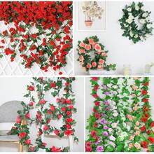 2/1 pieza Guirnalda de enredadera de rosas de seda artificial de 6.5 pies color champán, guirnalda de flores artificiales, guirnalda de rosas falsas, adecuada para decoración navideña, Día de San Valentín, decoración de regalo del Día de la Madre, decoración de boda, decoración de gabinete, decoración de pared interior, decoración de mesa del hogar, decoración de habitación, decoración de barandilla de escalera - Champán - Ver 9
