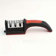 1pc 3-Step Kitchen Sharpening Stone Ceramic Knife Sharpener Tool Boxed Set - Black and Red - View 11