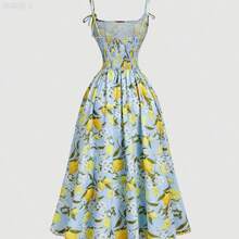 yonghongmaoyi1  MOD Vestido de tirantes con estampado de limón para mujer - Multicolor - Ver 7