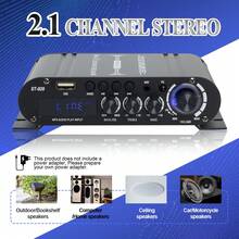 HiFi 車用音訊擴大機 2.1 聲道－強力重低音擴大機，可調低音/高音，清晰立體聲，適用於露營車/車輛/KTV/居家，安裝簡易 - 839 - 查看 4