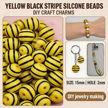 12/36pcs Soccer Silicone Beads Set | 15mm DIY Jewelry Making Materials, Suitable For Keychains, Lanyards | Unisex Handmade Gifts And Educational Projects - Football Printed Silicone Beads - View 4