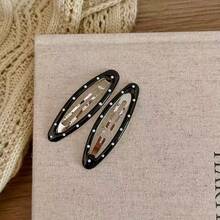 Minimalist Oval Embellished Hair Clip, Simple Side-Parted Bangs Hair Clip, Casual Solid Color Hair Accessory, Suitable For Summer, Vacation, Travel, Designed For Women - Multicolor - View 10