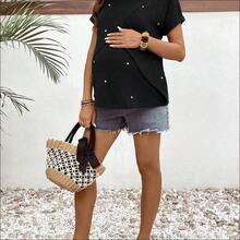 WNST
  Camiseta de enfermería casual de verano para maternidad con bordado de corazón - Verde militar - Ver 5
