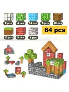 可愛粉色磁力積木套組，3D DIY 堆疊方塊，附可愛動物與彩虹圖案，創意感官玩具，適合女孩 - 彩色 - 查看 11