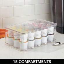 mDesign Stackable Kitchen Box Organizers for Coffee Pods Tea Bags - Set of 2 Divided Clear - Transparente - Ver 6