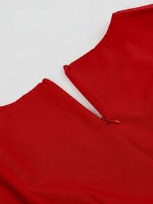 Vestido de Color Sólido para Mujer - Burdeos - Ver 5
