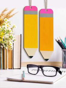 1/5/10pcs Hand-Painted Wooden Decorations, Wooden Pencil Silhouette, Blank Uncolored Tag Decorations, Suitable For Back To School, Teacher's Day Gifts And Student Wall Decor - Multicolor - View 5