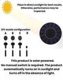 1pc Solar Powered Bird Bath Fountain Pump, Outdoor Waterproof Lotus Fountain Pump With 6 Nozzles, Suitable For Bird Bath, Garden Pond, Yard Pool, All-In-One Bird Feeder & Waterer, Natural Garden And Outdoor Decor, Garden Lighting LED - 彩色 - 查看 4
