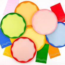 Platos de cena de bloque de color, platos desechables de 10.5 pulgadas en varios colores por, perfectos para cumpleaos, da festivo, cenas y alojamiento diario azul - Azul - Ver 2