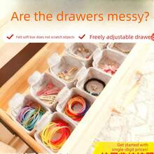 New Self-Folding Storage Box - Drawer Built-In Divider Desktop Organizer Storage Box, Soft Wear-Resistant Felt Multi-Functional Jewelry Box - Can Store Jewelry, Socks, Ties, Multi-Layer Isolation, Large Capacity - Multicolor - View 6