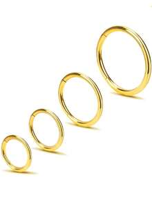 1/5PCS 316L Stainless Steel Minimalist Hinged Segment Ring Closure Ring Seamless Nose Ring/Earring, Non-Fading For Men And Women Body Piercing, Suitable For Different Piercing Positions And Style Needs - Multicolor - View 5