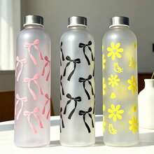 1個-1000ml/33.8oz 高吸引力大容量水瓶，時尚磨砂透明瓶身，簡約蝴蝶結和小花圖案設計，時尚耐用戶外塑料水瓶，適合健身、旅行、徒步，節日禮物的最佳選擇 - 查看 1