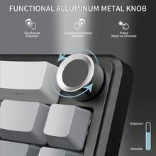 ATTACK SHARK X66 Wireless Mechanical Gaming Keyboard With Knob,Tri Mode USB-C/BT5.0/2.4G Gasket Mounted 60% RGB Gaming Keyboard, Side Printed PBT Keycap,Hot Swappable Strawberry Switch - Cheese White/ Star Black/ Moonlight/ BlackBerry - View 3