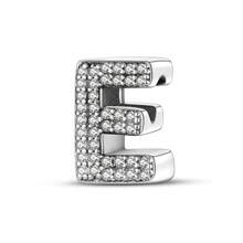 1pc S925 Sterling Silver 26 Letter Bead, Featuring Original 3D Rhinestone Design. This Versatile Letter Spacer Bead Is Suitable For Bracelets And Necklaces. Customize Your Own Initial Jewelry To Showcase Your Unique Style, Perfect For Handmade Crafts Or Daily Wear. - Silver - View 33
