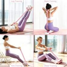 Fashionable Rally Exerciser, Fitness Resistance Band, Pedal Resistance Band With Handle, Pedal Resistance Device, Multifunctional Elastic Yoga Resistance Band, Suitable For Strengthening Core Muscle Group Training - Purple - View 5