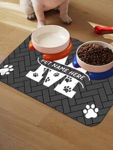 Personalized Custom Absorbent Dog Food Mat, Dog Feeding Mat, Pet Paw Print Pattern, Personalized Dog Food Mat With Pet Name, Personalized Dog Mat, Can Be Customized According To Your Dog's Name, Perfect For Protecting Floors And Keeping Feeding Area Clean - Multicolor - View 7